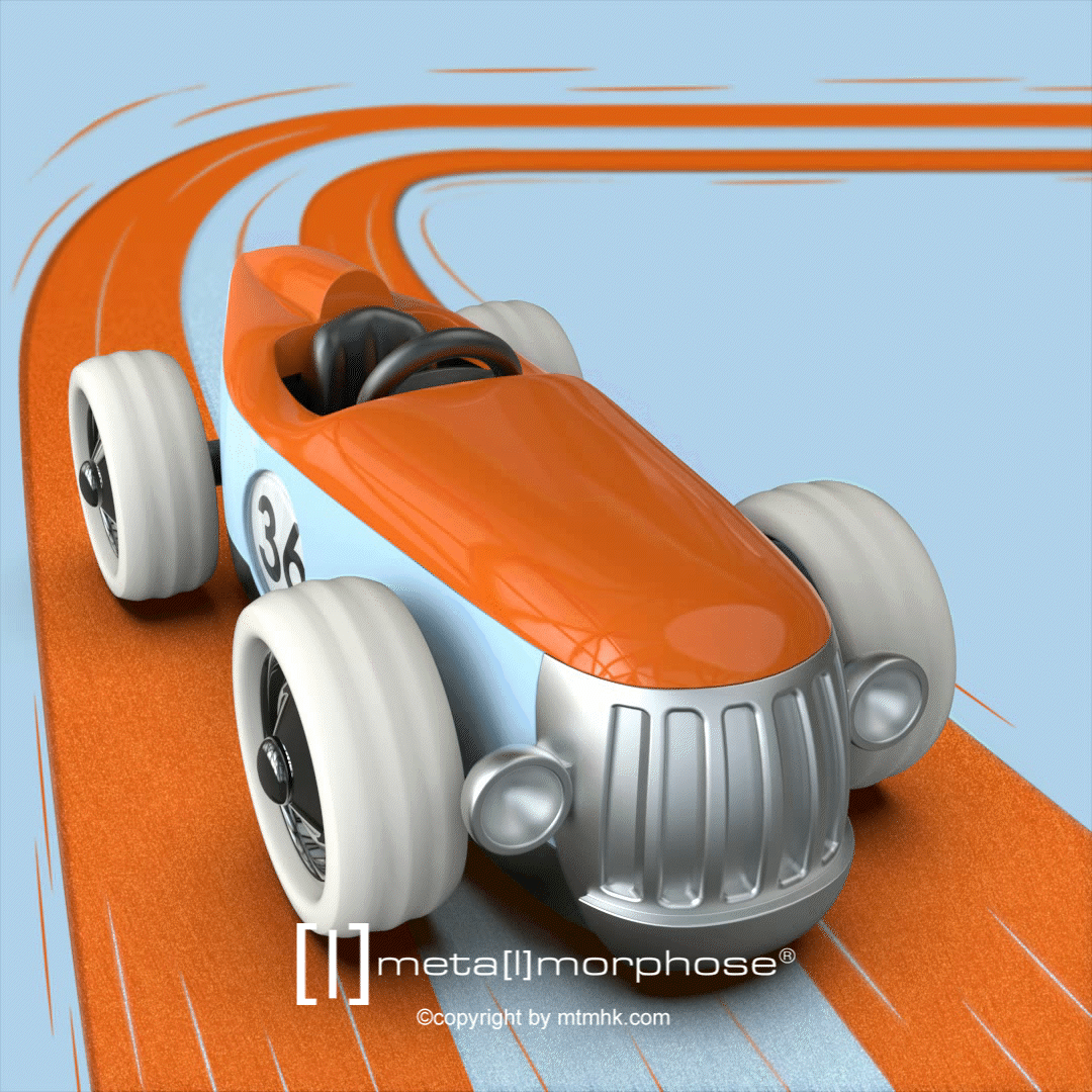 Nyckelring/Berlock Bil, retro orange - 3