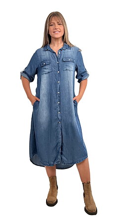 Jeans-Skjort/klänning Kajsa - Medium-blå