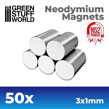 Green Stuff World: Neodymium Magnets 3x1mm - 50 units (N52)