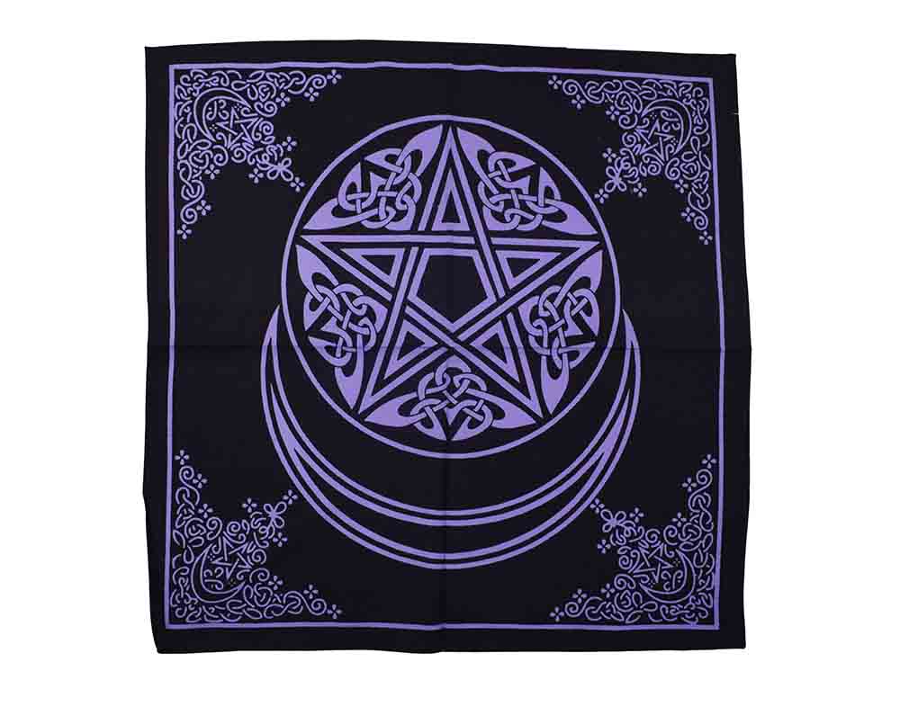Altarduk / Väggbonad- Pentagram med månskära - Lila