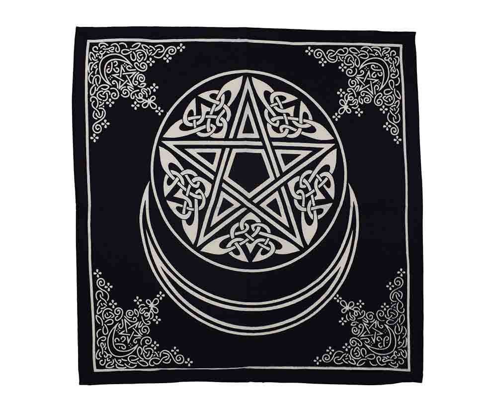 Altarduk / Väggbonad- Pentagram med månskära - Svart