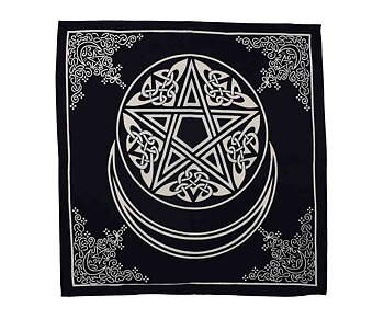 Altarduk / Väggbonad- Pentagram med månskära - Svart