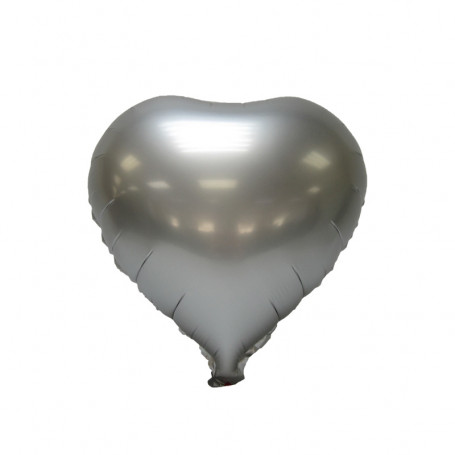 FOLIEBALLONG HJÄRTA I SILVER CHROME
