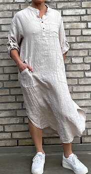 Marta Linneklänning Lång Beige