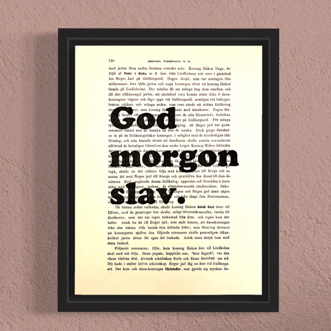 Tavla med texten God morgon slav.