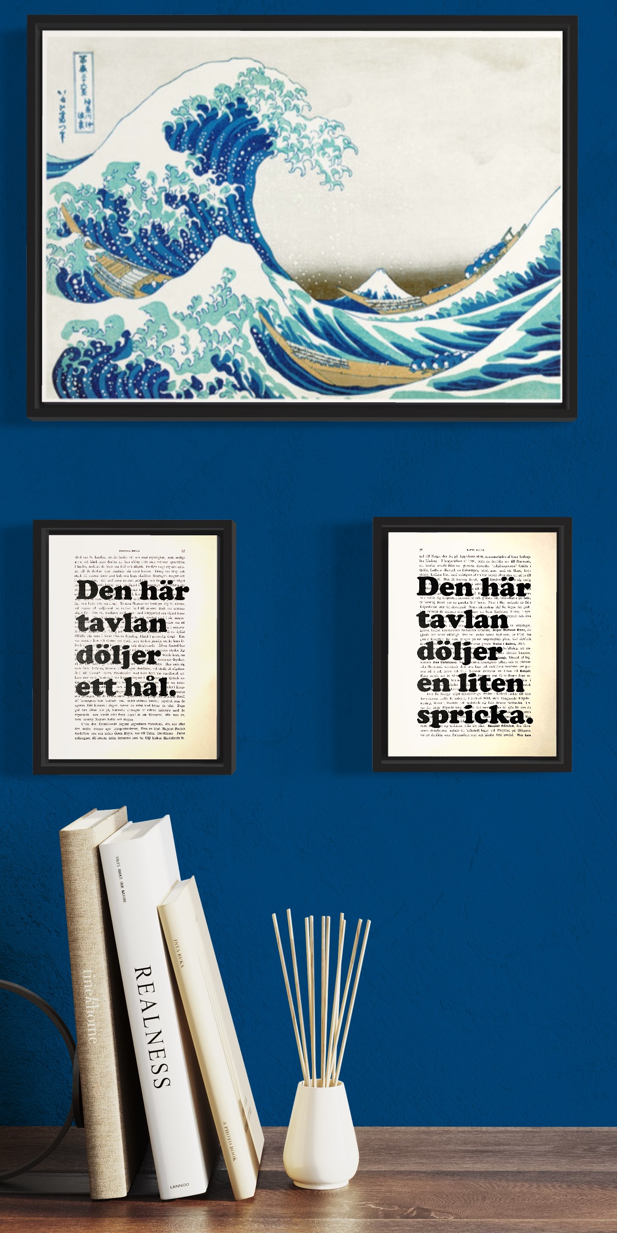 Tavla med texten Den här tavlan döljer ett hål.