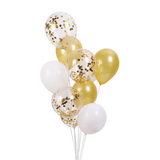 Ballongbukett Guld Mix konfetti 