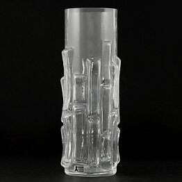 Bo Borgström (Bark 1960s) Clear Vase with Linear Relief Sections 21 cm