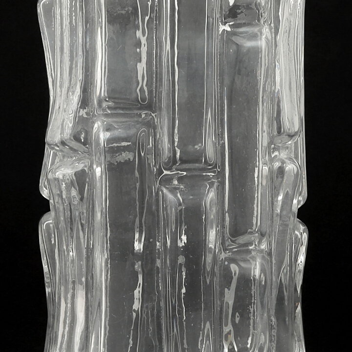 Bo Borgström (Bark 1960s) Clear Vase with Linear Relief Sections 21 cm