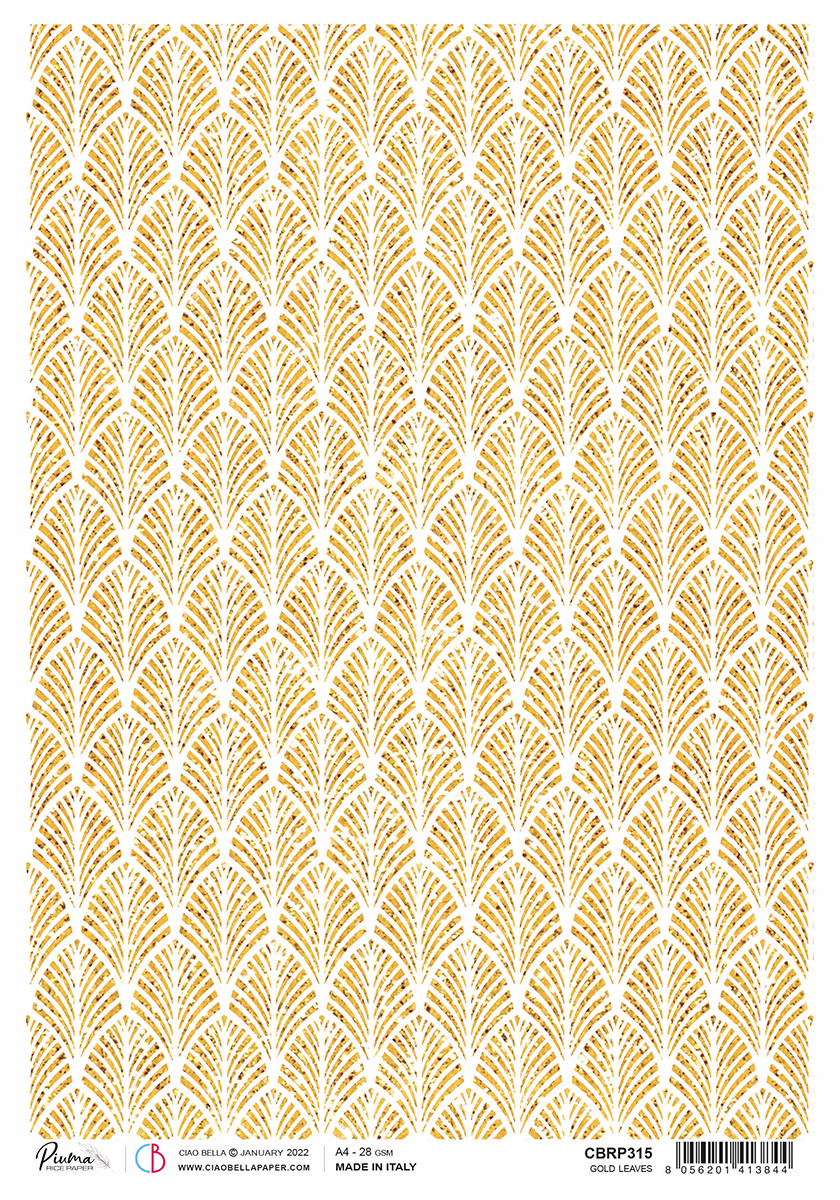 Ciao Bella - Rice Paper A4 - GOLD LEAVES