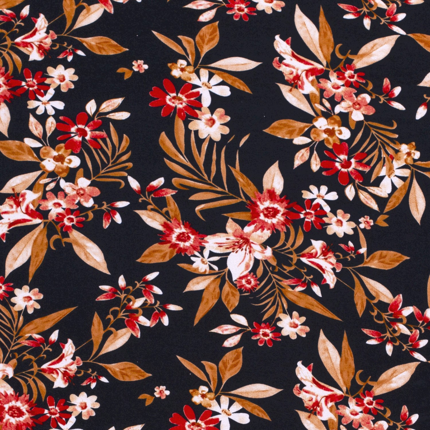VISKOS JERSEY - FLORALS NAVY BLUE - 3