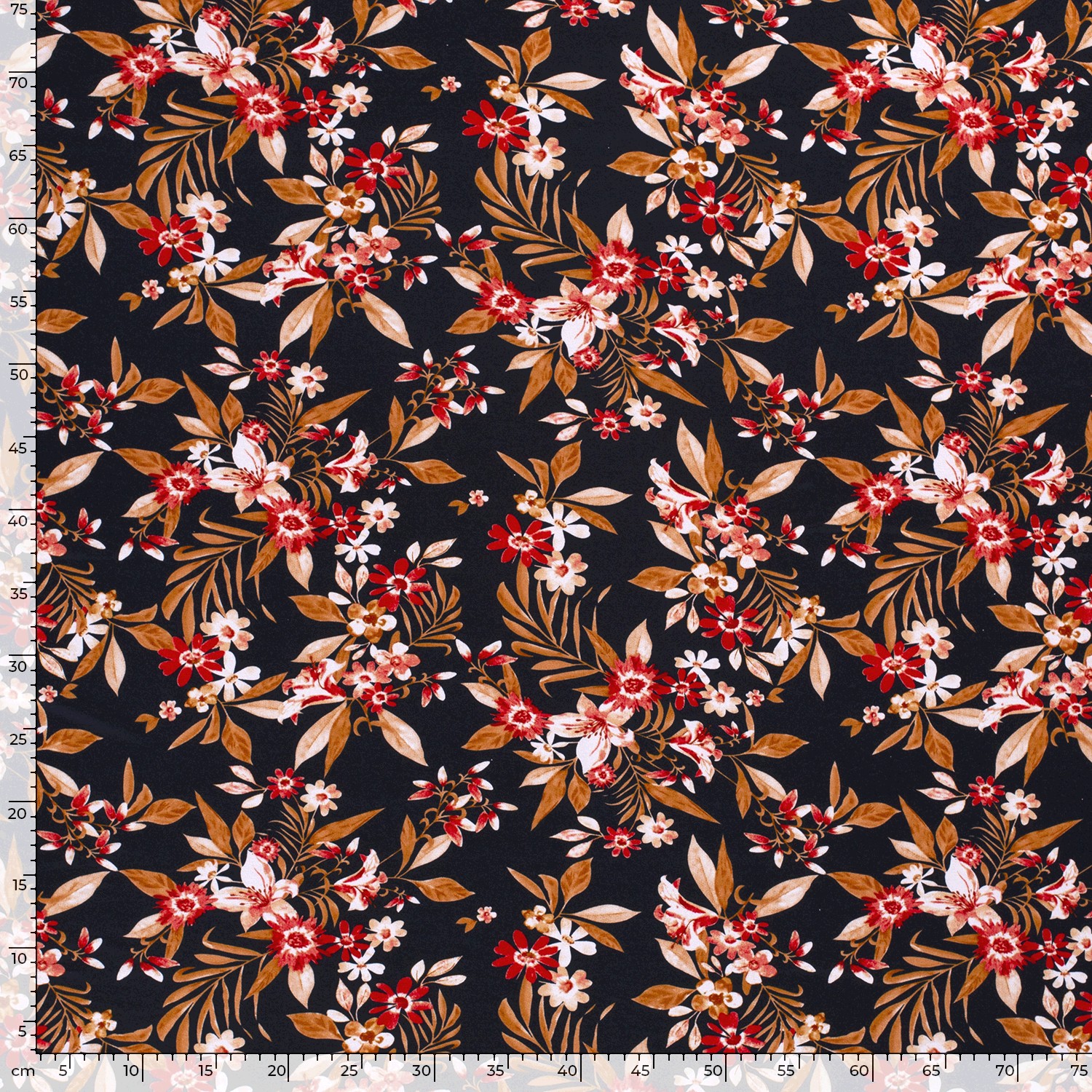 VISKOS JERSEY - FLORALS NAVY BLUE - 4