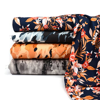 VISCOSE JERSEY - FLORALS NAVY BLUE