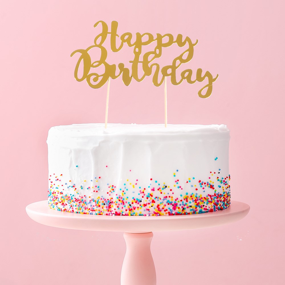 Cake Topper ''Happy Birthday'' Gold - 2