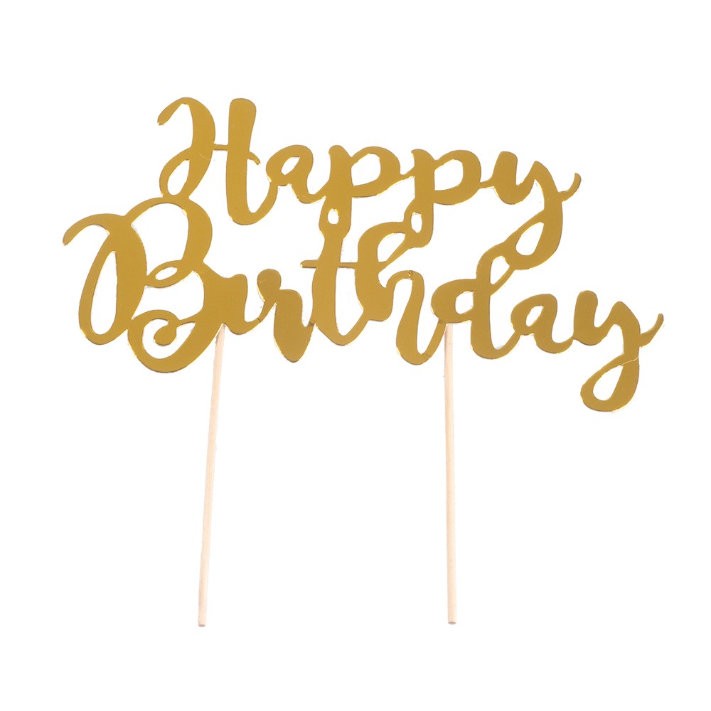 Cake Topper ''Happy Birthday'' Gold