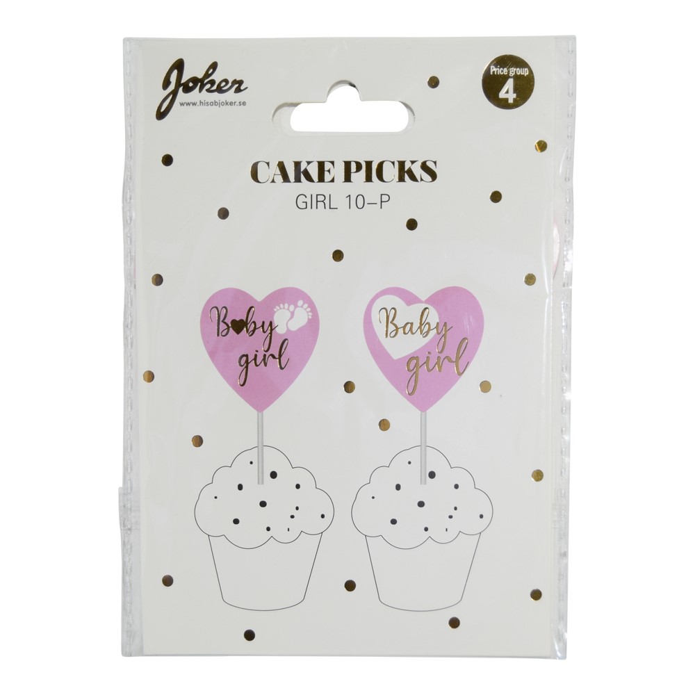 Cake Picks ''Baby Girl'' Pink 10-pack - 2