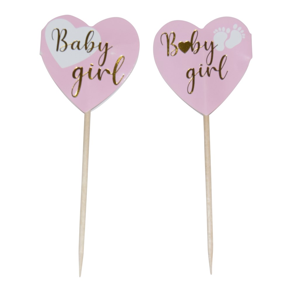 Cake Picks ''Baby Girl'' Pink 10-pack