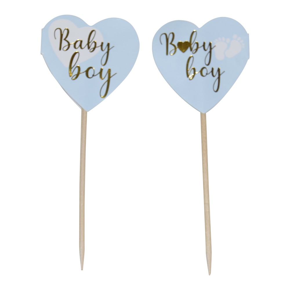 Cake Picks ''Baby Boy'' Blå 10-pack