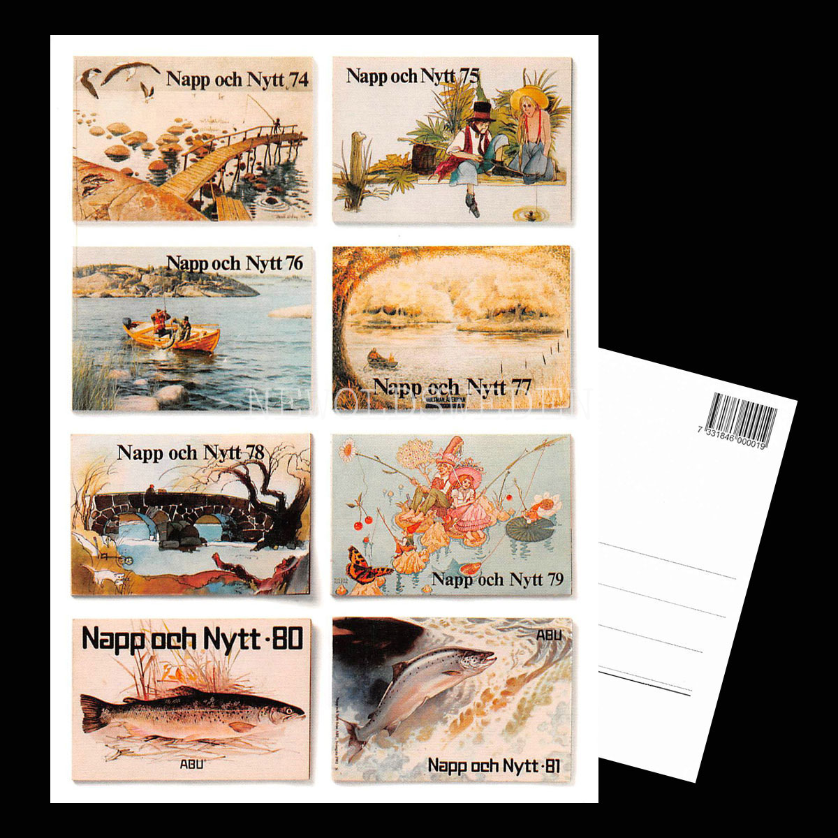 ABU - Napp och Nytt 1974, 1975, 1976, 1977, 1978, 1979, 1980, 1981 - Vykort A5 - 3