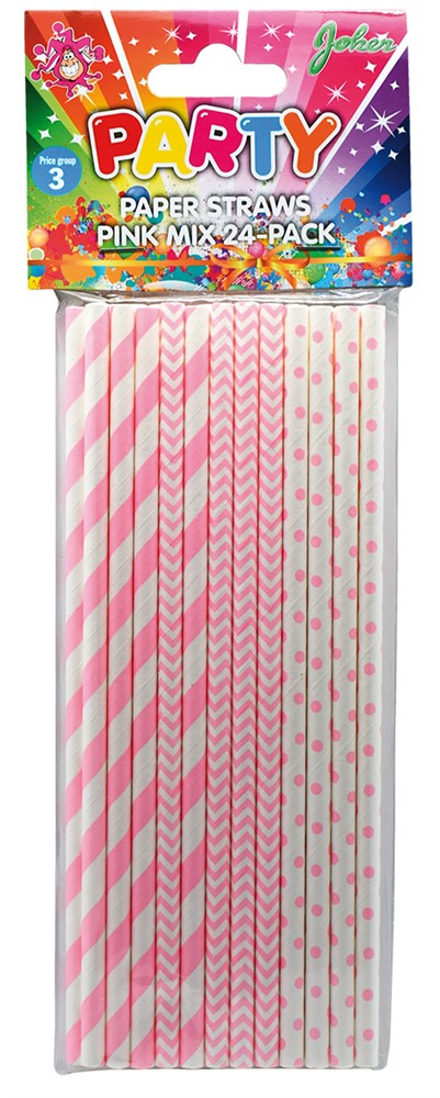 Papperssrugrör Rosa mix 24-pack - 2