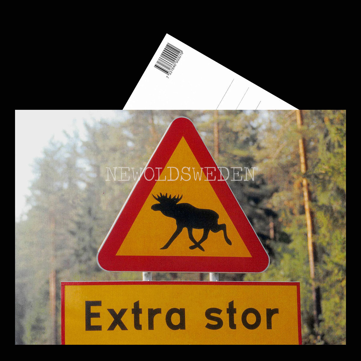 Extra stor - Älg Vägskylt Vykort A5 - 3
