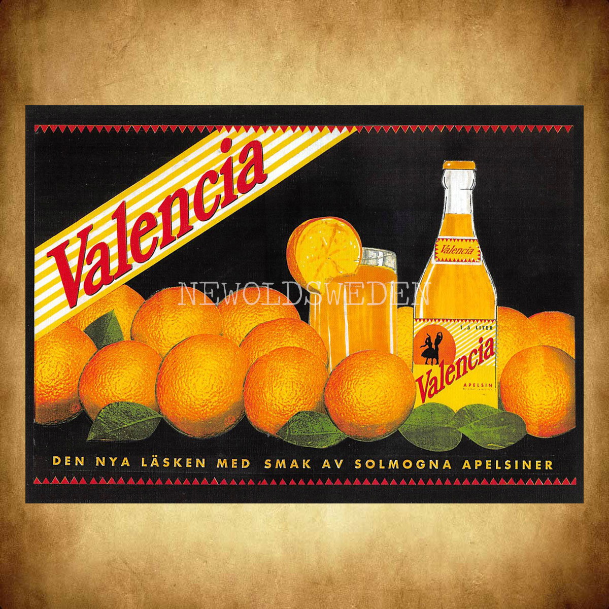 Valencia - DEN NYA LÄSKEN MED SMAK AV SOLMOGNA APELSINER - Vykort A5 - 2