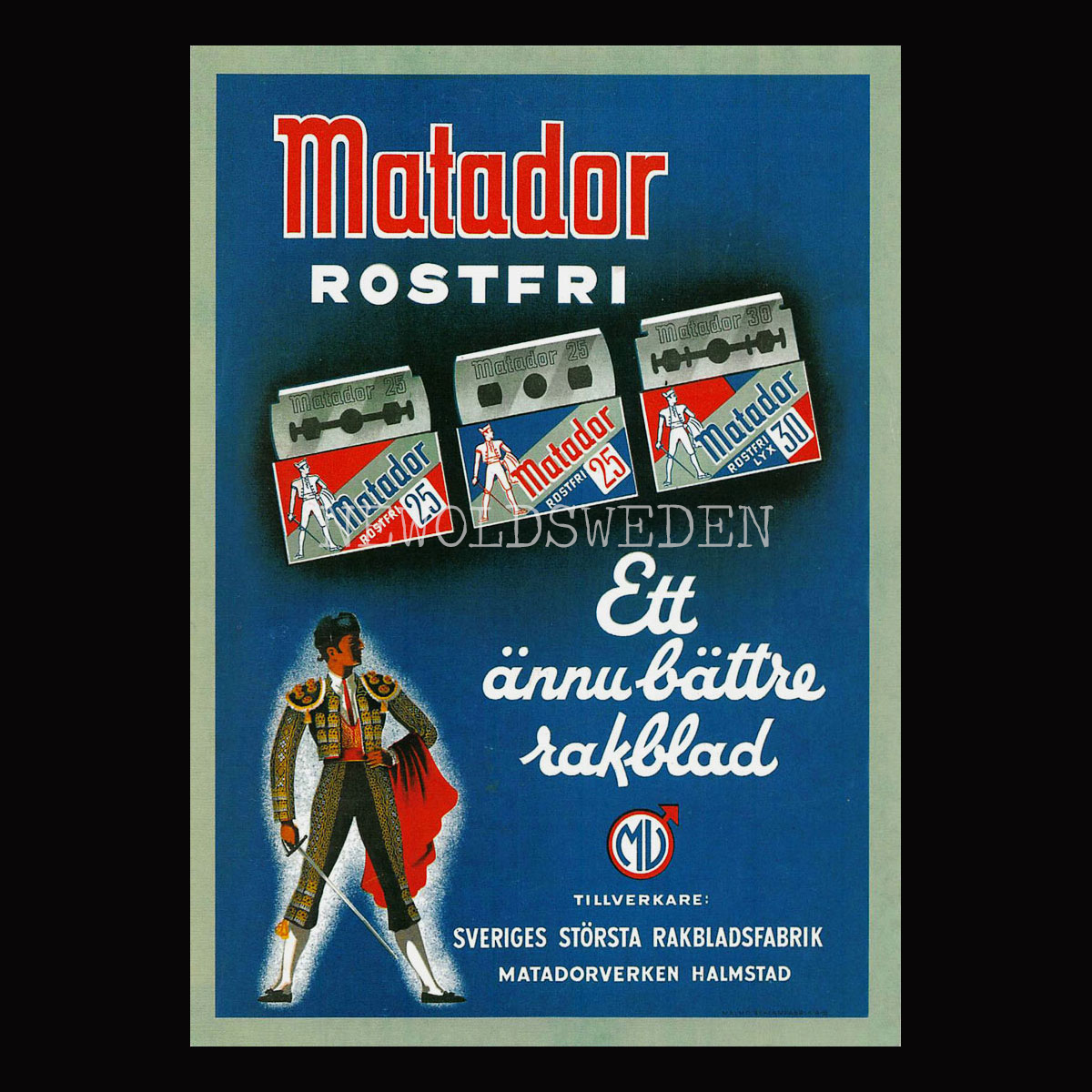 MATADORVERKEN HALMSTAD matador rakblad -Vykort A5