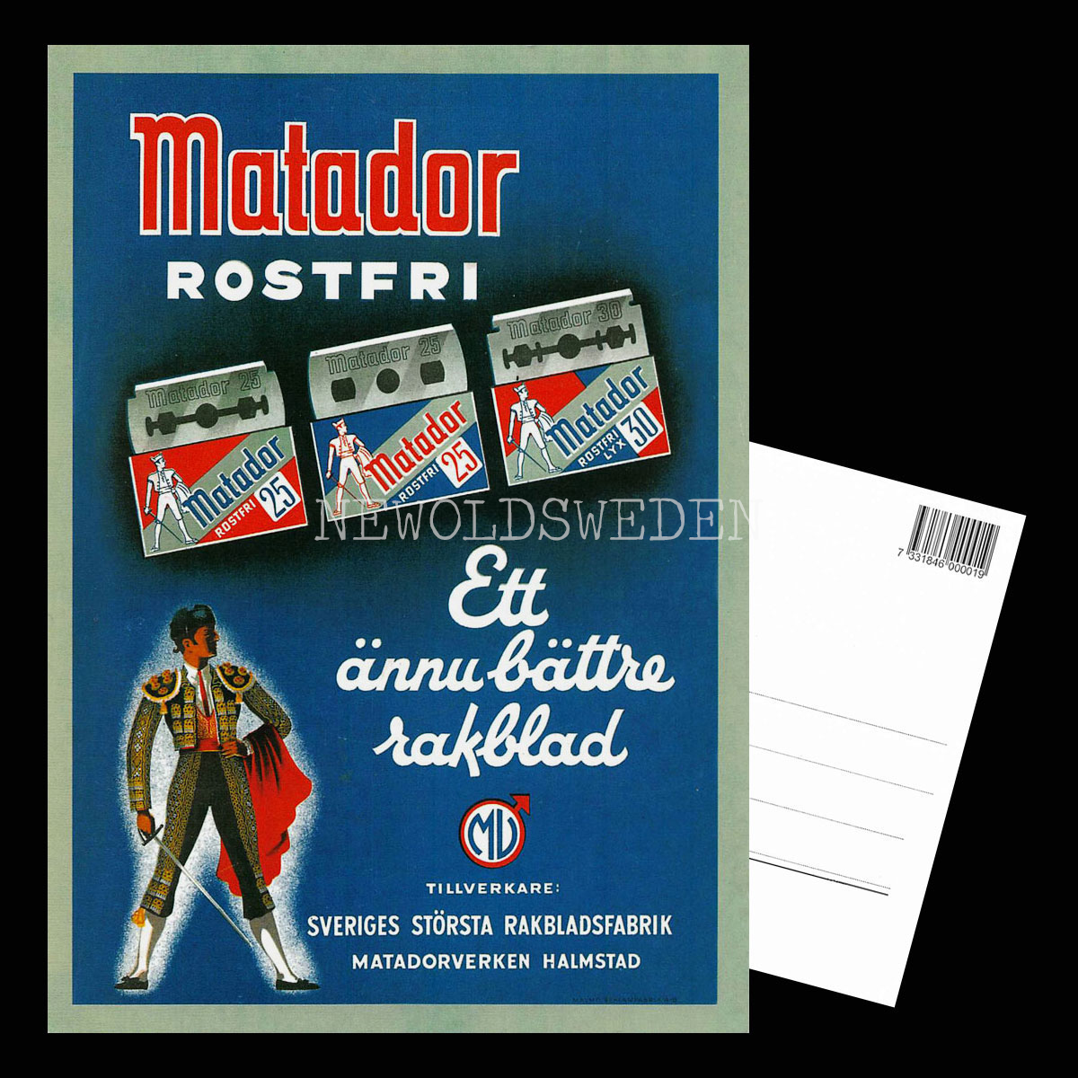 MATADORVERKEN HALMSTAD matador rakblad -Vykort A5 - 3