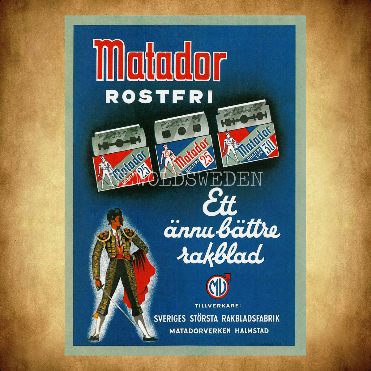 MATADORVERKEN HALMSTAD matador rakblad -Vykort A5 - 2