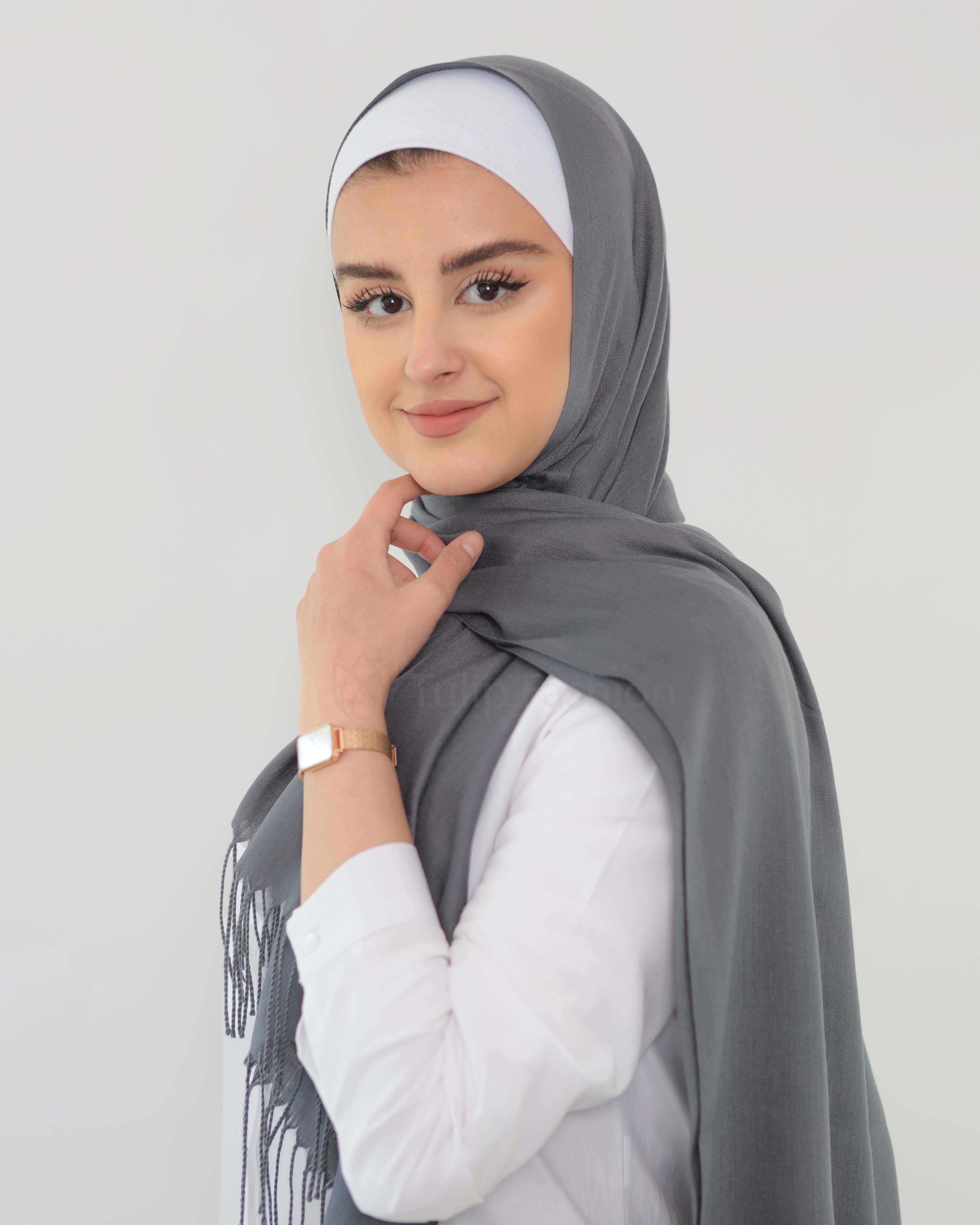 Hijab - Pashmina - Dunkelgrau - 2