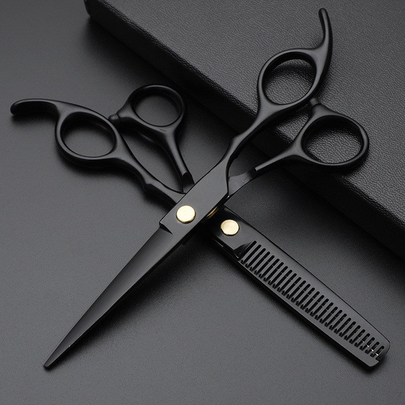Professional Hairdressing Set - Black Scissors, Comb, Case - 4 pieces - Luxury - 7