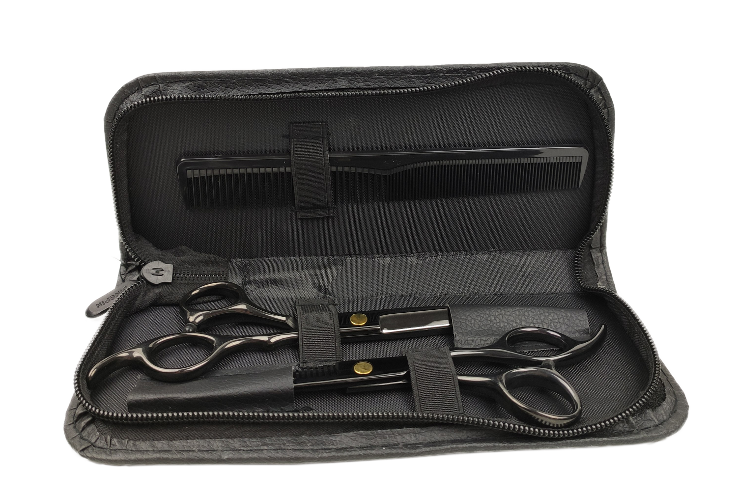 Professional Hairdressing Set - Black Scissors, Comb, Case - 4 pieces - Luxury - 3