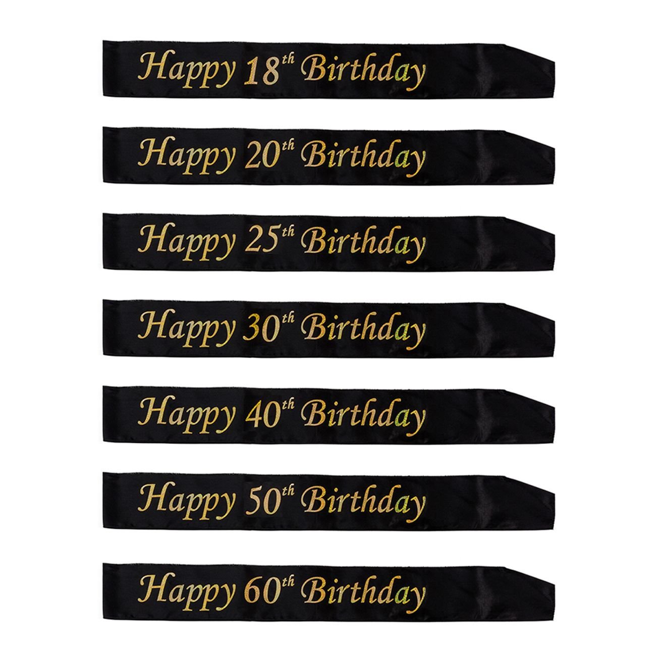 Ordensband Happy Birthday Svart/Guld