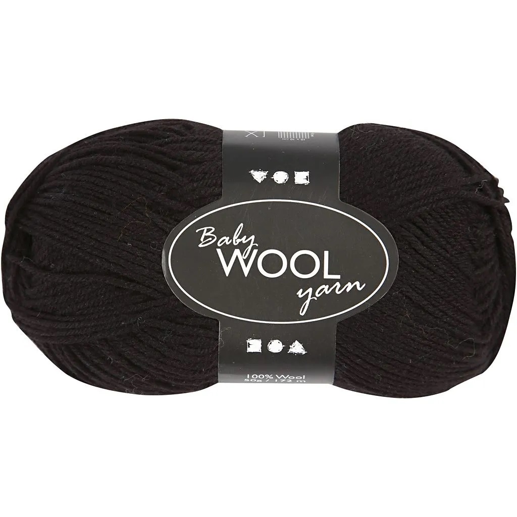 Babygarn, svart, 172m, 50g
