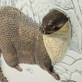 Staffan Johnson (WWF 1988) White Wall Plaque with Otter Motif 32 cm