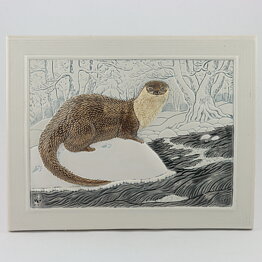 Staffan Johnson (WWF 1988) White Wall Plaque with Otter Motif 32 cm