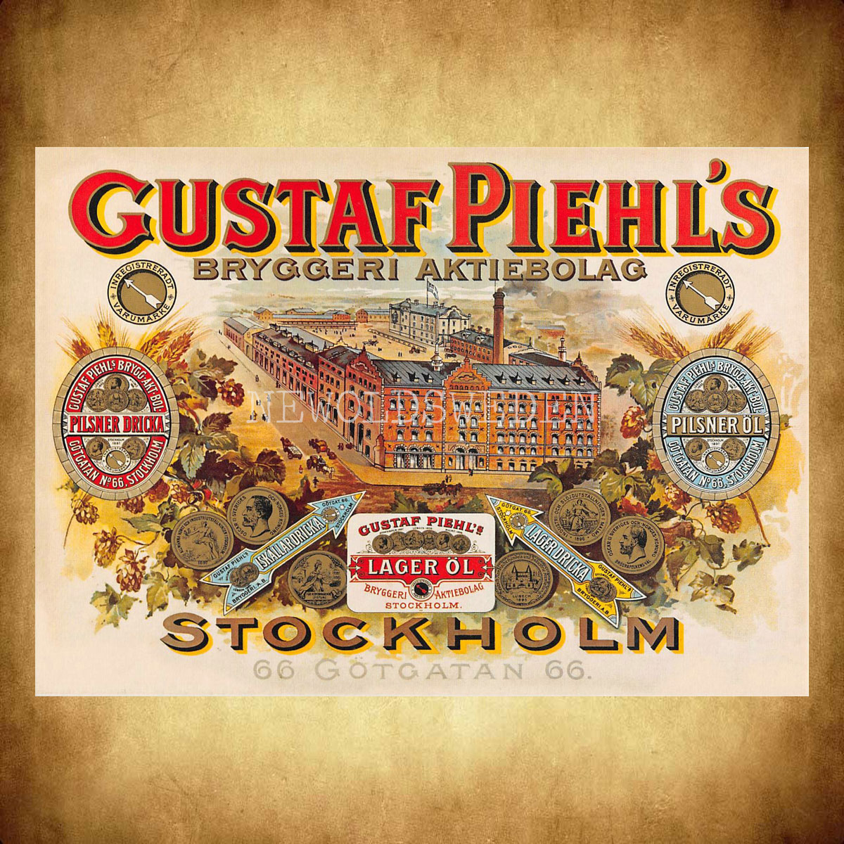 GUSTAF PIEHLS BRYGGERI SÖDERMALM STOCKHOLM - Vykort A5 - 2