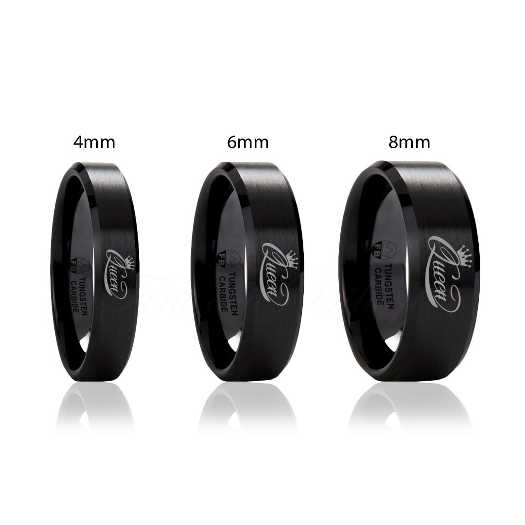 Ring Queen Square Black Edition Tungstensring My Queen matt svart Luxury rings Fint och Billigt flera bredder