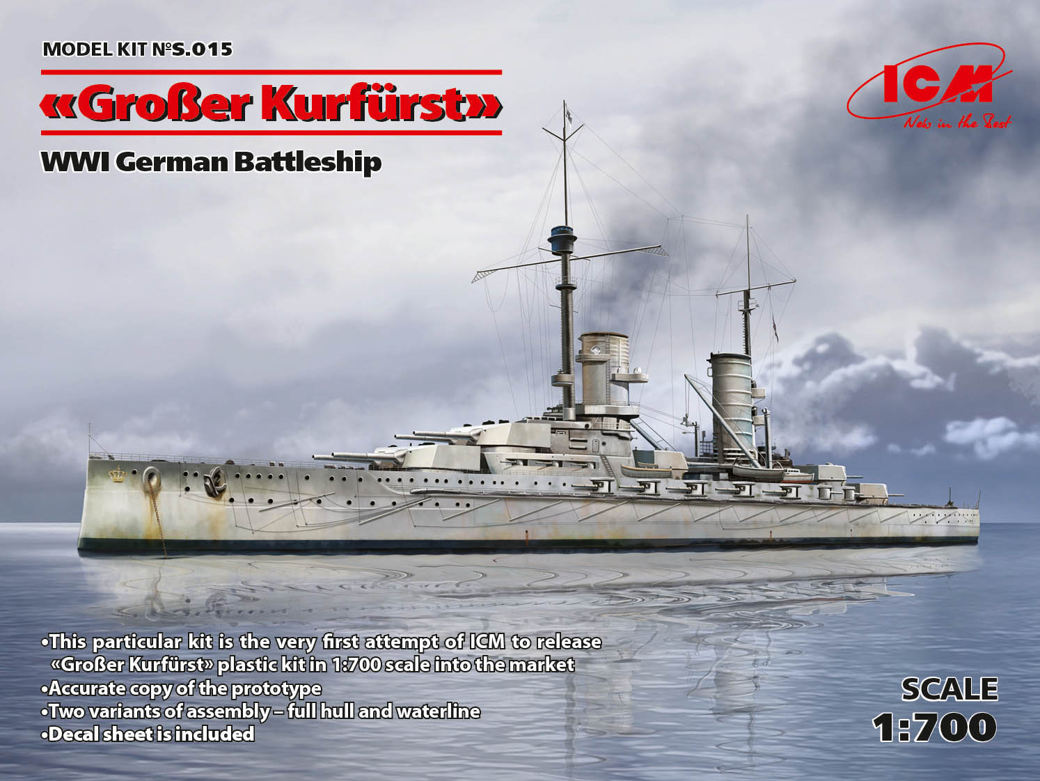 1/700 “Groβer Kurfürst” WWI German Battleship (full hull & waterline)