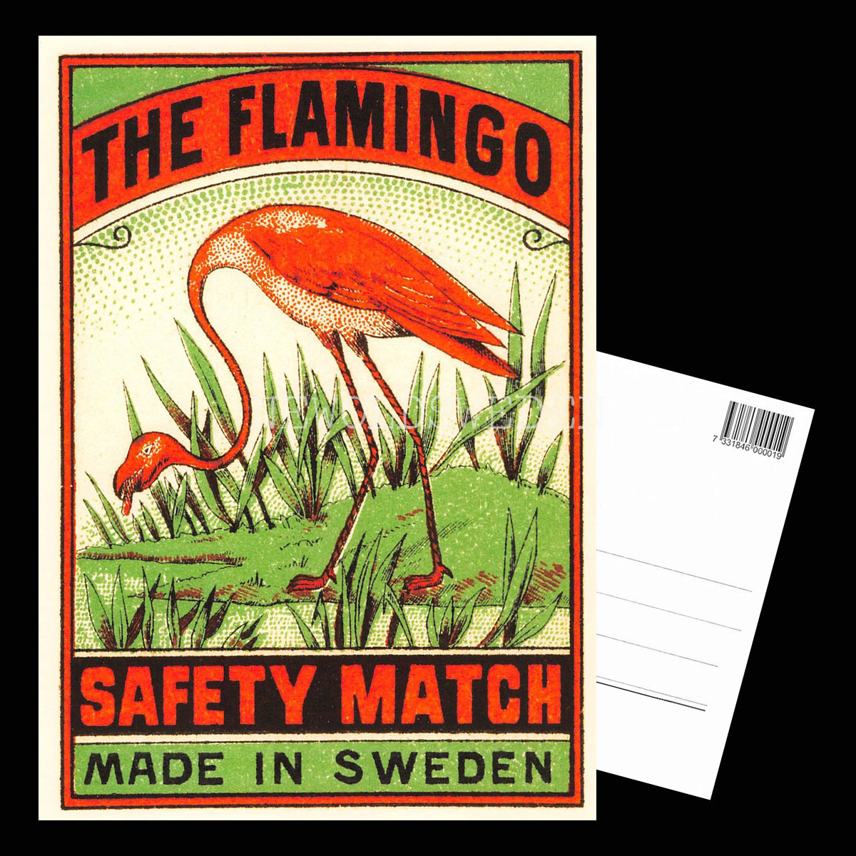 SAFETY MATCHES SWEDEN - THE FLAMINGO - Vykort A5 - 3
