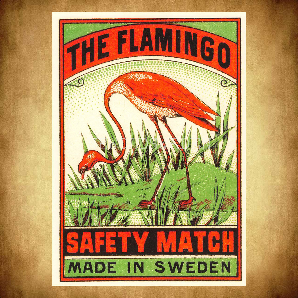 SAFETY MATCHES SWEDEN - THE FLAMINGO - Vykort A5 - 2