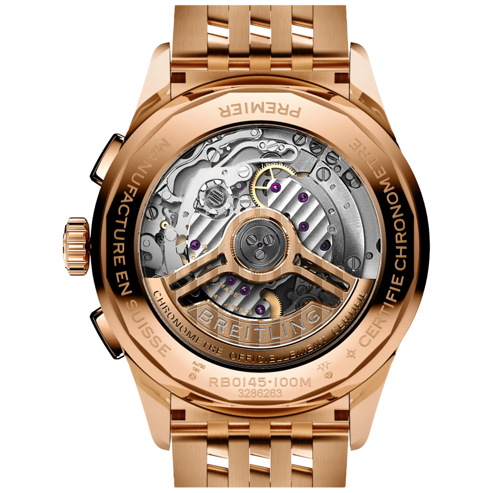 Breitling RB0145371G1R1 Premier B01 Chronograph 42 18k rött guld baksida
