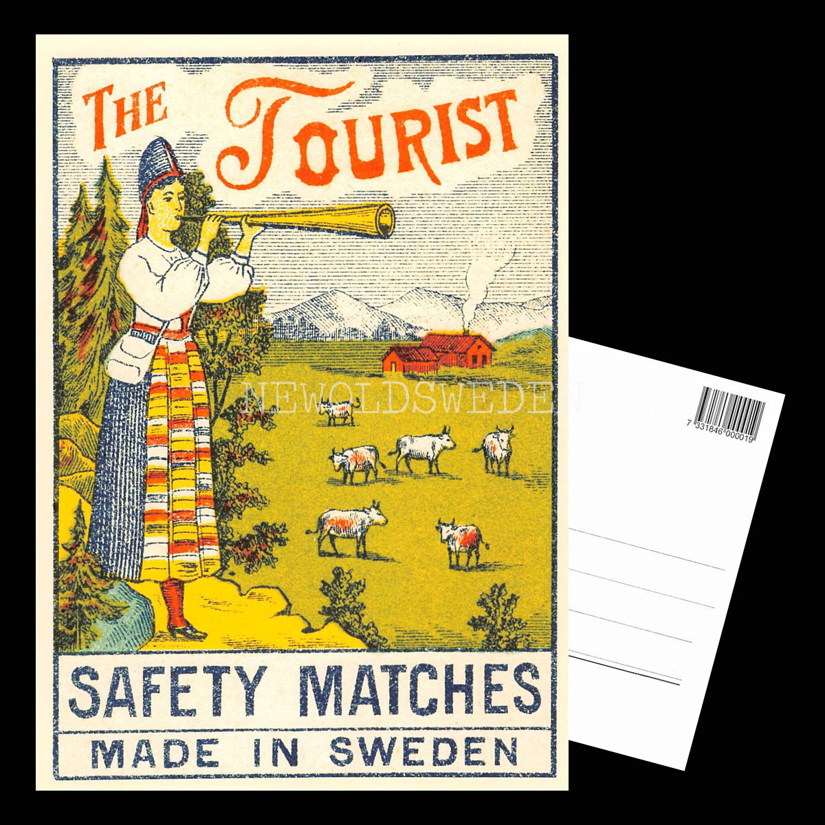 SAFETY MATCHES SWEDEN - THE TOURIST - Vykort A5 - 3