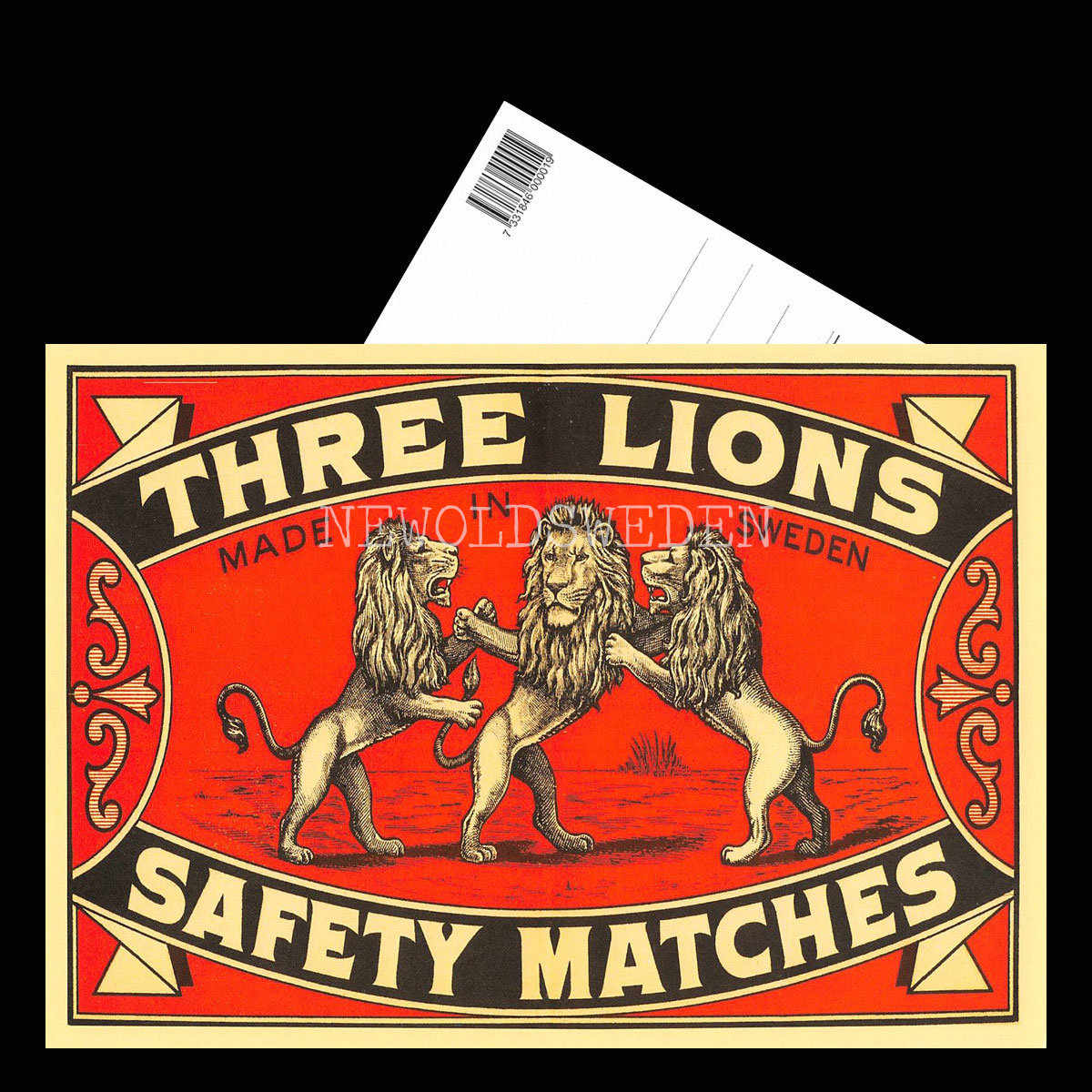 SAFETY MATCHES SWEDEN - THREE LIONS - Vykort A5 - 3