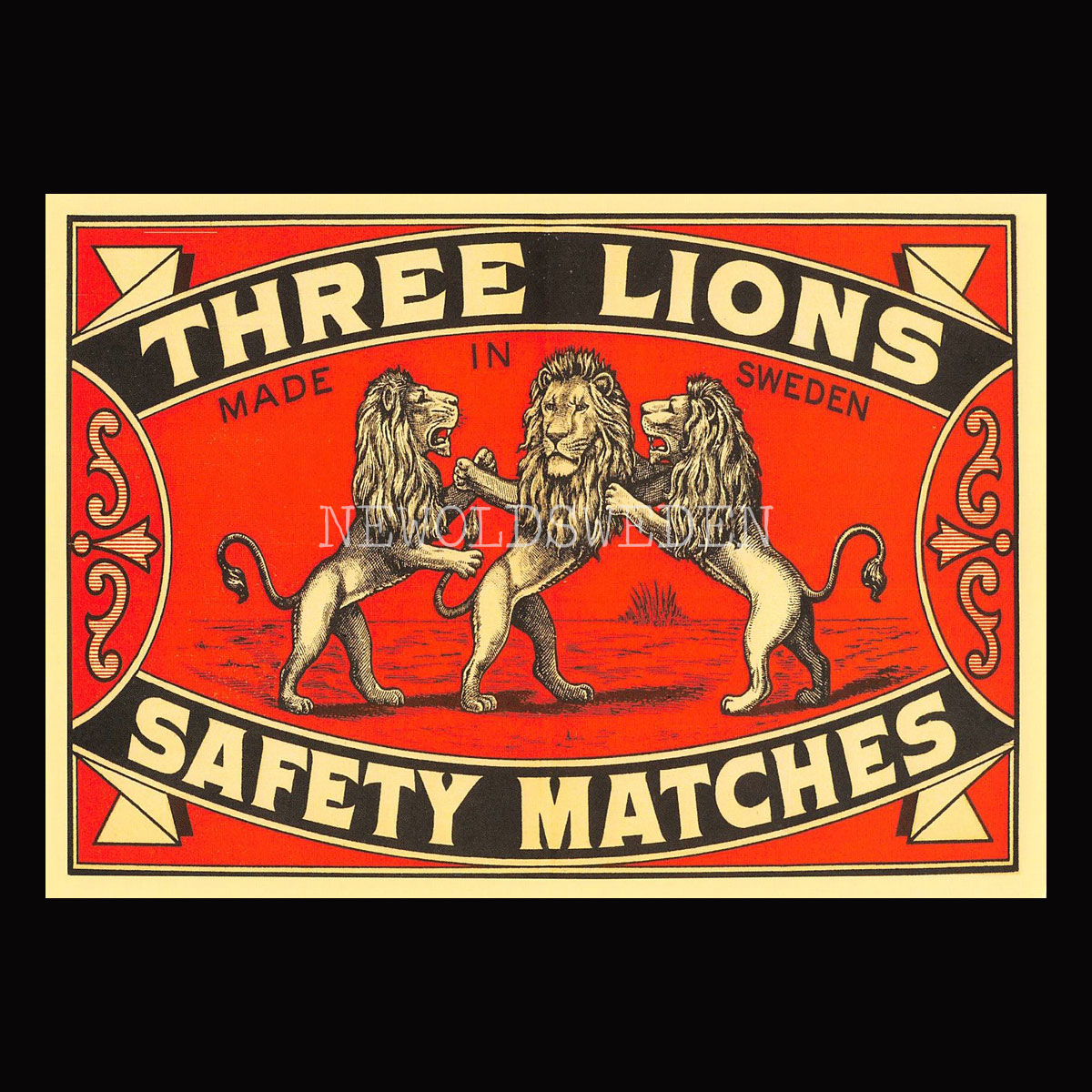 SAFETY MATCHES SWEDEN - THREE LIONS - Vykort A5