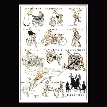 Grattis Månadsbild Januari - December - Motiv från början 1900-talet - Vykort A5