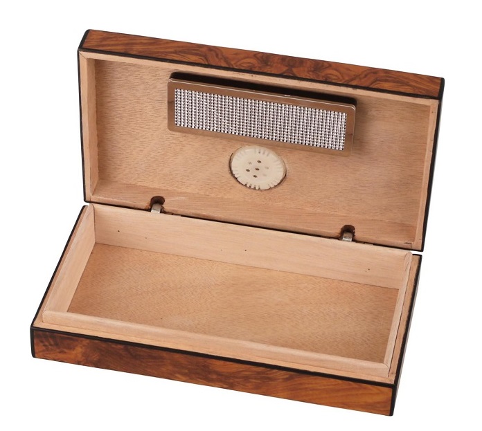 Humidor Mini Burlwood Öppen
