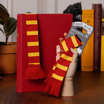 Book Scarf : Bookmark Burgundy & Yellow - Halsduksbokmärke
