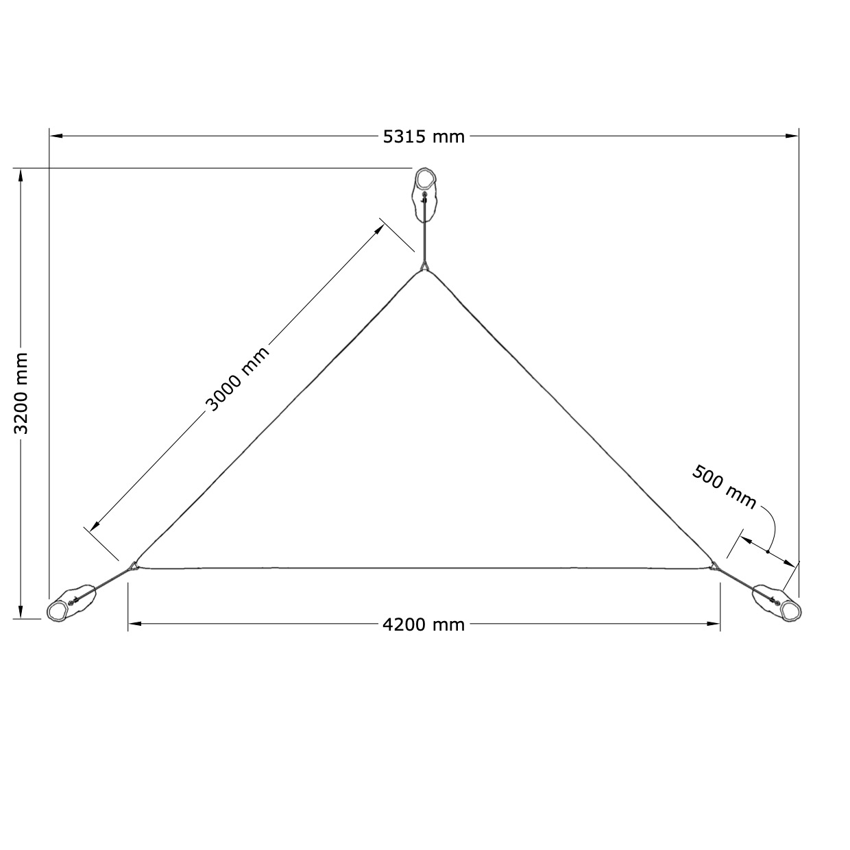Solsegel - 3 x 3 x 4,2 m - 2