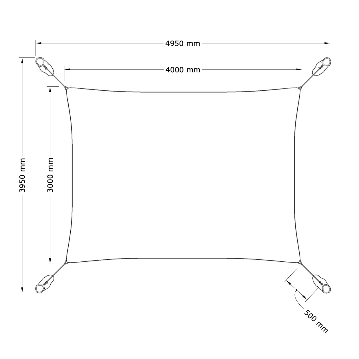 Solsegel - 3 x 4 m - 2